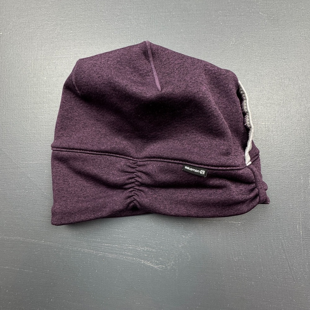 Salomon Women's OSFW Purple Fleece Lined Beanie Winter Outdoor Warm Knit Hat Cap